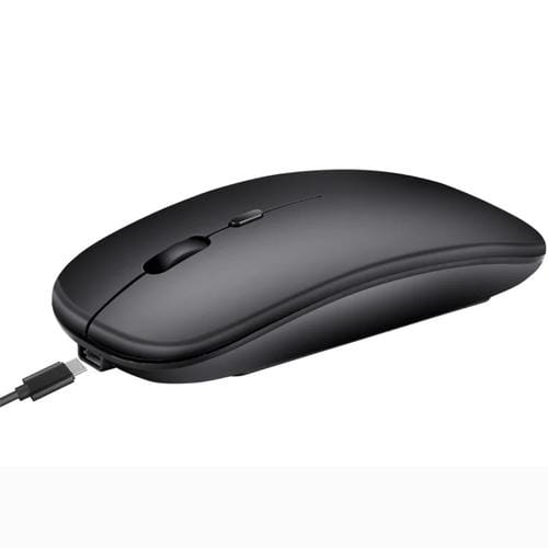 Mouse inalámbrico Hxsj M90 2.4Ghz ultradelgado silencioso recargable modo dual Bluetooth para notebook PC (Negro)