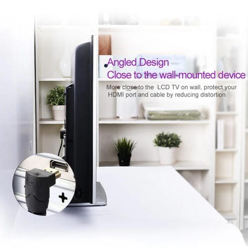 Cable HDMI 2.0 de Alta Velocidad 30 cm 4K x 2K 270° Ángulo Recto Macho a Macho con Ethernet (Negro)