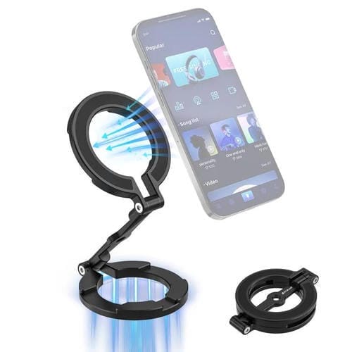 Soporte magnético plegable para teléfono MagSafe de doble cabezal (negro)