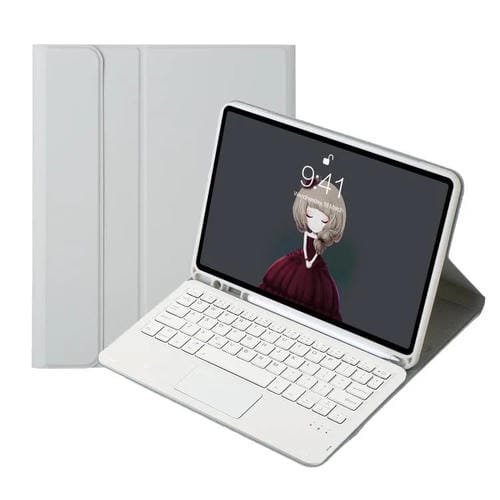 Funda para iPad 10.ª Generación 10.9 2022 A10B-A Piel de Cordero Teclado Táctil Bluetooth Ranura Bolígrafo (Gris)