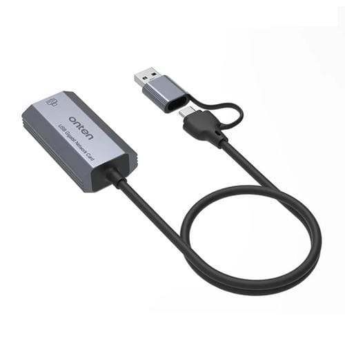 Tarjeta de Red Gigabit USB 3.0 Onten UE101 2 en 1 con Puerto de Red USB-C y Concentrador USB (Azul)