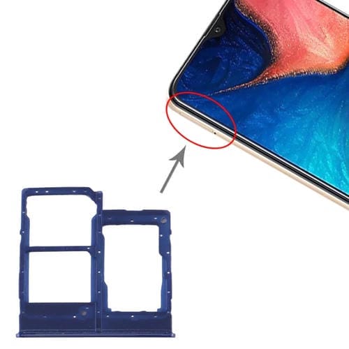 Bandeja de Tarjeta SIM y Micro SD para Samsung Galaxy A20e (Azul)