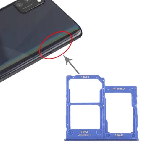 Bandeja de Tarjeta SIM y Micro SD para Samsung Galaxy A41 / A415 (Azul)