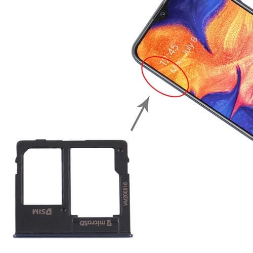 Bandeja de Tarjeta SIM y Micro SD para Samsung Galaxy A10e (Negro)