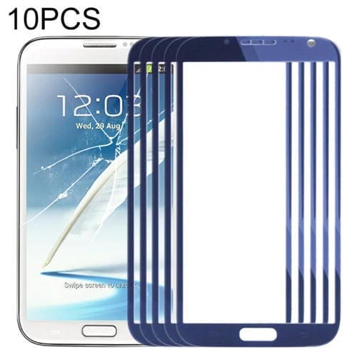 Pantalla Frontal para Samsung Galaxy Note 2 / N7100 Lente de Vidrio Exterior (Azul) 10pcs