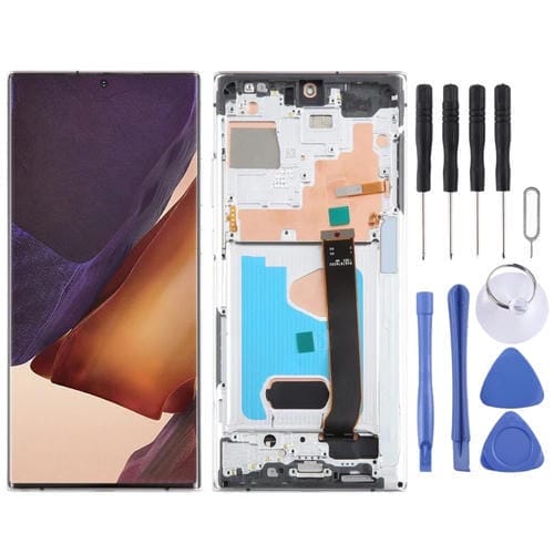Pantalla Completa Original Super AMOLED para Samsung Galaxy Note 20 Ultra 4G con Marco (Plata)