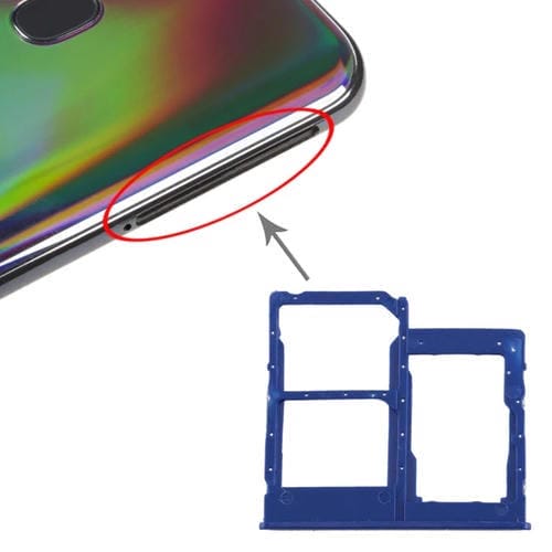 Bandeja de Tarjeta SIM y Micro SD para Samsung Galaxy A40 (Azul)