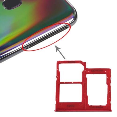 Plateau de carte SIM double et Micro SD Samsung Galaxy A40 (Rouge)