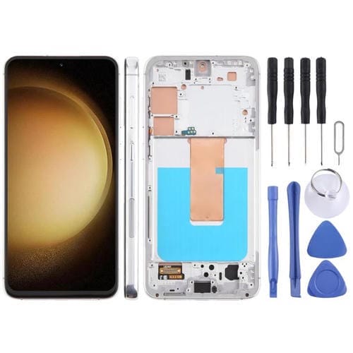 Pantalla LCD TFT de 6,43 pulgadas para Samsung Galaxy S23+ SM-S916B, digitalizador completo con marco, sin identificación de huellas dactilares (plateado)