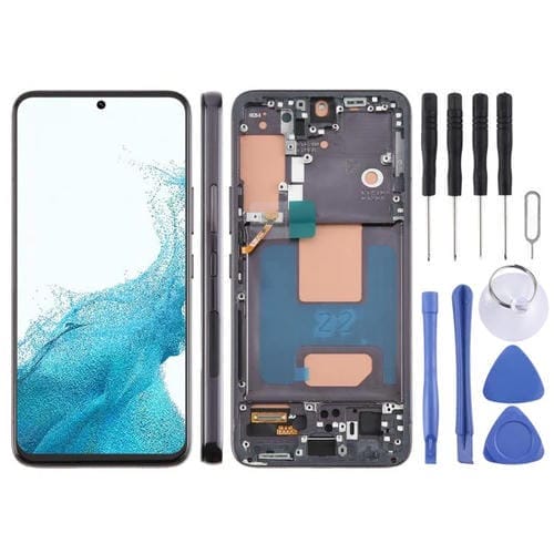 Pantalla LCD TFT de 5,96 pulgadas para Samsung Galaxy S22 SM-S901B, digitalizador completo con marco, sin identificación de huellas dactilares (negro)