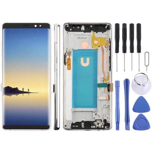 Pantalla LCD TFT de 6,25 pulgadas con digitalizador y marco para Samsung Galaxy Note 8 SM-N950F (plata)
