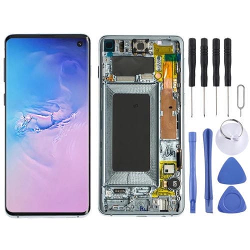Écran LCD Super AMOLED Samsung Galaxy S10 4G et cadre (Bleu)