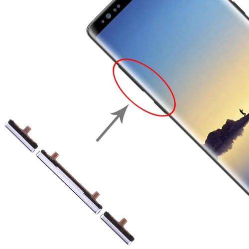 Juego de Teclas Laterales para Samsung Galaxy Note 8 Botones Encendido y Volumen (Gris)