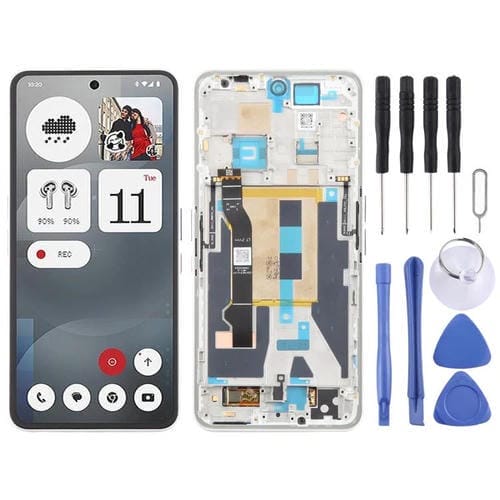 Schermo Completo Originale AMOLED Nothing Phone 3A A059 con Cornice (Bianco)