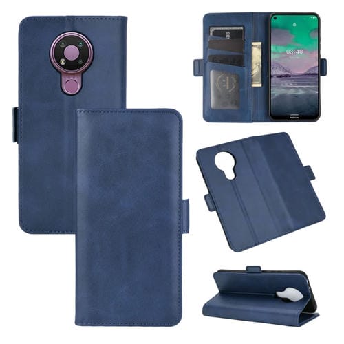 Para Nokia 3.4 Estuche de cuero abatible horizontal con hebilla magnética de doble cara con soporte, ranuras para tarjetas y billetera (azul oscuro)