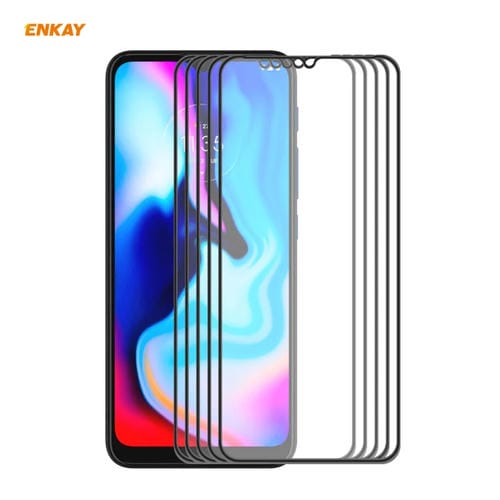 Para Motorola Moto E7 Plus 5 PCS ENKAY Hat-Prince Anti-drop Full Glue Vidrio templado Película de pantalla completa Protector anticaída