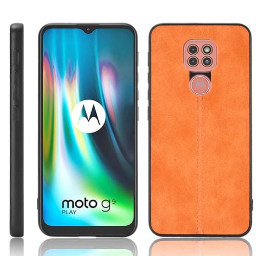 Para Motorola Moto G9 / G9 Play Estuche para PC + PU + TPU a prueba de golpes con patrón de vaca de coser