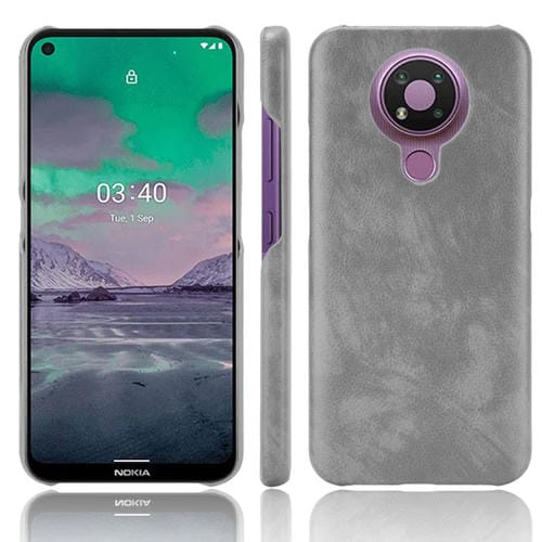 Para Nokia 3.4 Funda PC + PU con textura Litchi a prueba de golpes (gris)