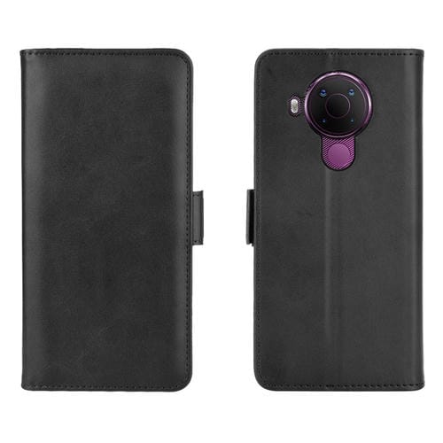 Para Nokia 5.4 Estuche de cuero abatible horizontal con hebilla magnética de doble cara con soporte, ranuras para tarjetas y billetera (negro)