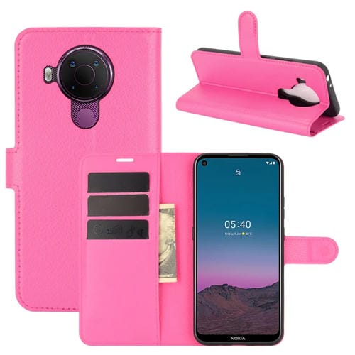 Para Nokia 5.4 Funda protectora con tapa horizontal con textura de litchi con soporte, ranuras para tarjetas y billetera