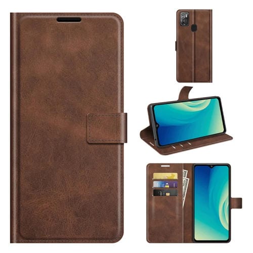 Para ZTE Blade A7S 2020 Patrón de pantorrilla retro Hebilla de cuero Horizontal Flip Funda con soporte y ranuras para tarjetas (marrón oscuro)