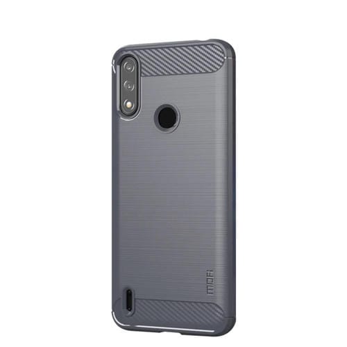 Para Motorola Moto E7 Power Mofi Gentleness Series Textura cepillada Fibra de carbono FIBRA SOFT TPU Funda (gris)