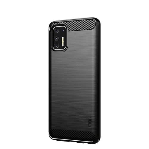 Para Motorola Moto G Stylus 2021 MOFI Serie de gentileza Textura cepillada Fibra de carbono Soft TPU Funda (Negro)