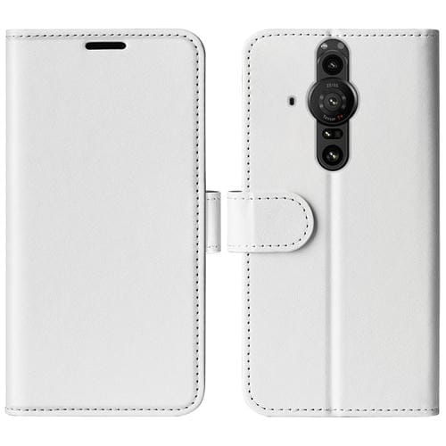 Para Sony Xperia PRO-I R64 Funda protectora de Teléfono de Flip Horizontal Horizontal con soporte y ranuras para tarjetas y marco de fotografía (blanco)