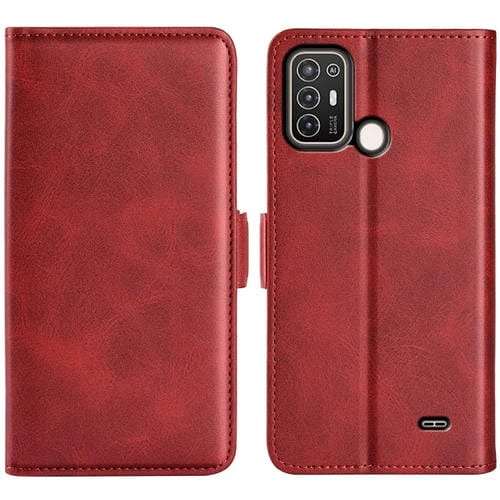 Para ZTE Blade A52 Caja de teléfono de cuero de hebilla magnética de doble lado (rojo)