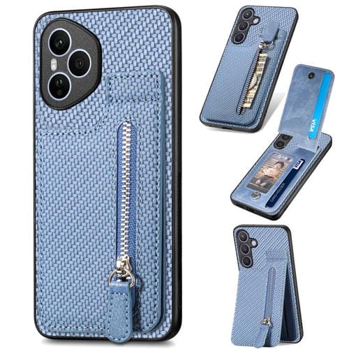 Funda de fibra de carbono con tapa vertical y cremallera para Honor 400 Pro (azul)