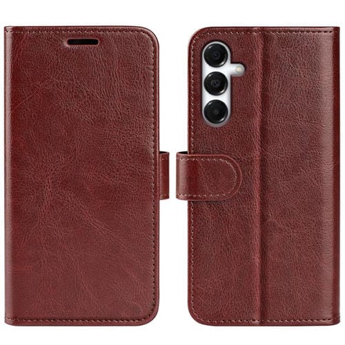 Funda de cuero con tapa horizontal y textura R64 para Samsung Galaxy A17 5G (marrón)