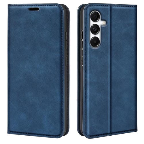 Funda de cuero con ventosa magnética para Samsung Galaxy A17 5G (azul oscuro)