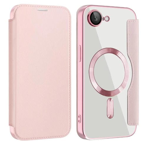 Funda de Cuero Antirrobo Magsafe Rfid para iPhone 16E (Rosa)
