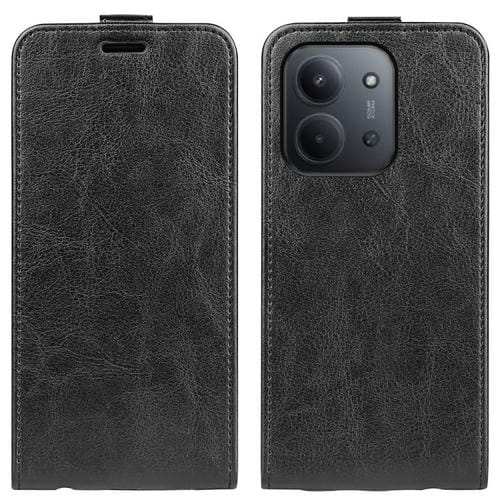 Funda de cuero con tapa vertical para Redmi 15C 4G EU / 15C 5G, 173,1 mm, textura R64 (negro)