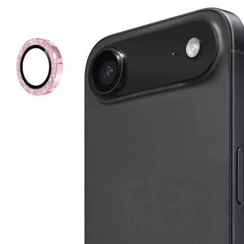 ENKAY Hat-Prince - Lente trasera con purpurina, película de vidrio templado de aleación de aluminio para iPhone 17 Air (rosa)