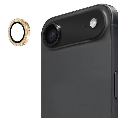 ENKAY Hat-Prince - Lente trasera con purpurina, película de vidrio templado de aleación de aluminio (dorado) para iPhone 17 Air