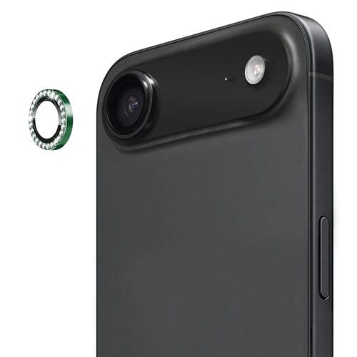 ENKAY AR - Lente de cámara con anillo de diamante individual antirreflejo, película completa de cristal para iPhone 17 Air (verde oscuro)