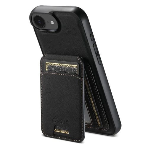 Funda para Teléfono Suteni H16 Cuero Textura de Lichi Tapa Trasera Desmontable para iPhone 16E (Negro)