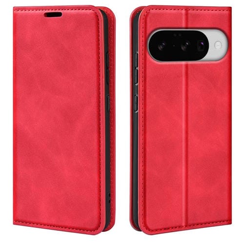 Funda de Cuero con Ventosa Magnética para Google Pixel 10/10 Pro (Rojo)