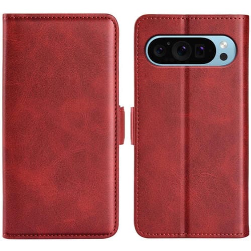 Funda de Cuero con Tapa Horizontal y Hebilla Magnética para Google Pixel 9/9 Pro (Rojo)