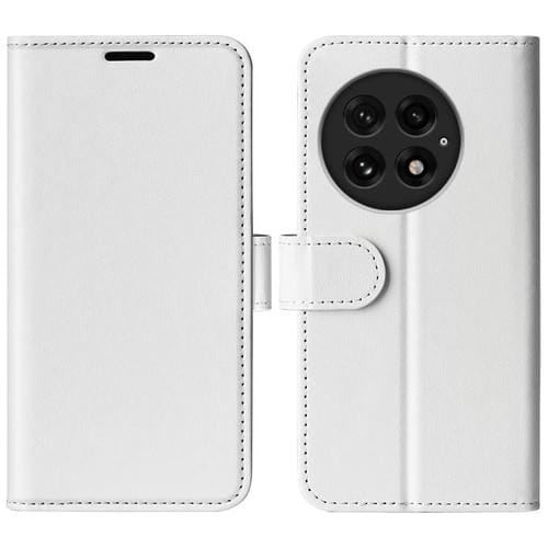 Funda de Cuero con Tapa Horizontal Textura R64 para OnePlus 13 (Blanca)