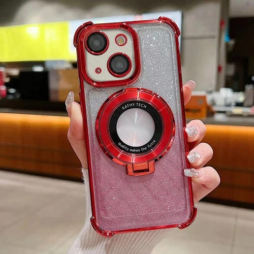 Funda para Teléfono Magsafe iPhone 15 con Brillo Degradado y Soporte Invisible (Rojo) - MOVILSTORE