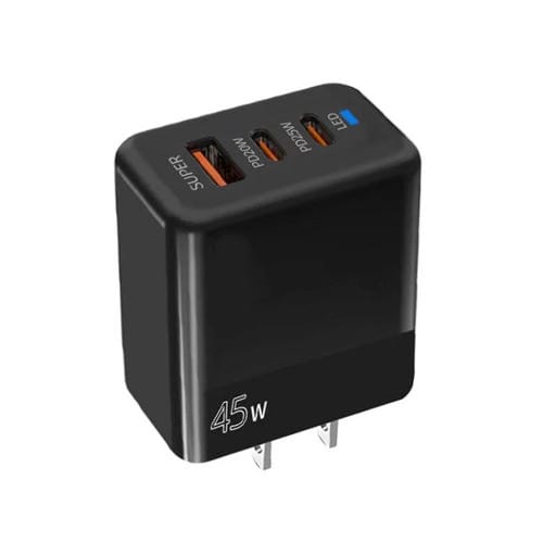 Cargador USB Tipo C + QC3.0 45W PD3.0/PPS Compatible Protocolo (Negro) Enchufe Estadounidense