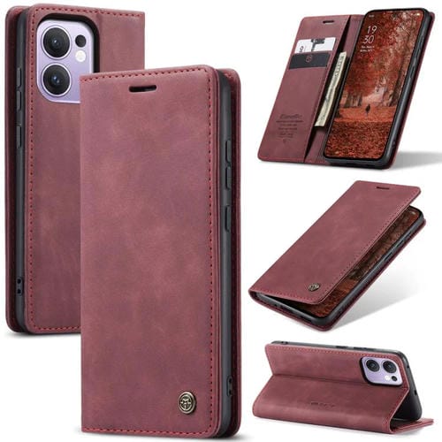 Funda de Cuero con Tapa Horizontal Multifuncional Caseme 013 para Oppo Reno13 F 4G/5G (Roja)