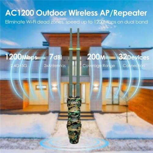 Extensor WiFi WAVLINK WN570HA2 para exteriores, resistente al agua IP67, enrutador inalámbrico de doble banda AC1200, enchufe: Reino Unido