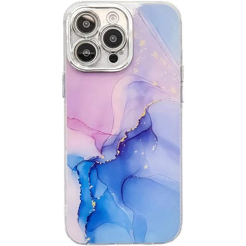 Funda para Teléfono iPhone 14 Pro Max Textura Mármol Galvanizado (Púrpura Azul)