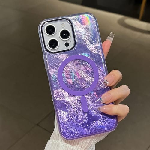 Funda para Teléfono Magsafe iPhone 12 Pro Max Textura de Glaciar Degradado (Morado)