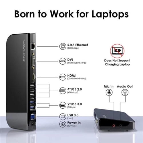 Estación de Acoplamiento para Dos Pantallas Wavlink Ug49Dk1 con Concentrador USB-C 13 en 1 para Windows, Mac y Android (Enchufe de la UE)