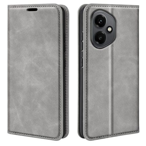 Funda de cuero con ventosa magnética para Honor 400 Global (156,5 mm) (gris)