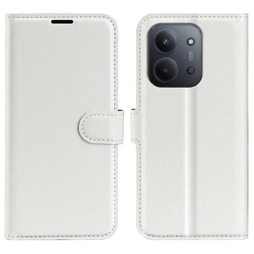 Funda de cuero con tapa horizontal y soporte para Redmi 15C 4G EU / 15C 5G (173,1 mm, textura de lichi) (blanco)